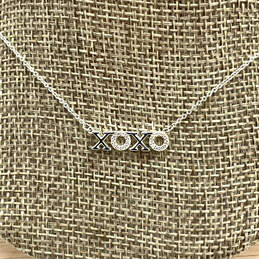 Designer Stella & Dot Silver-Tone XOXO Crystal Fashion Pendant Necklace