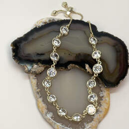Designer Kendra Scott Gold-Tone Clear Crystal Cut Stone Chain Bracelet