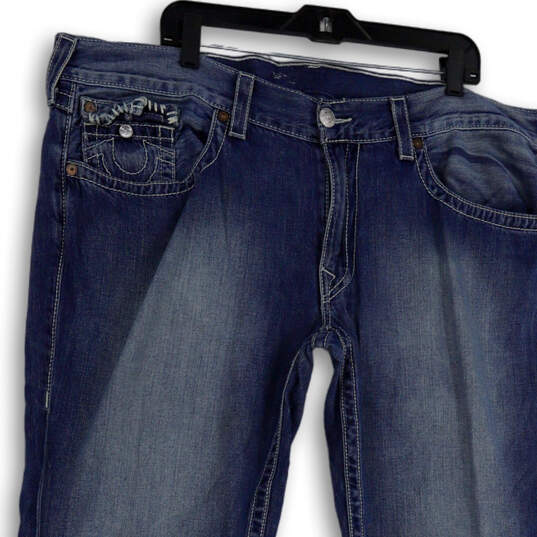 Mens Blue Denim Medium Wash Pockets Stretch Straight Leg Jeans Size 42 image number 3