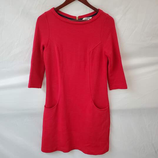 Boden Ribbed Dress Red Ponte Knit in Size UWS 6L image number 1