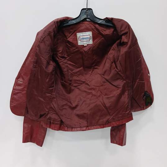 Women's Red Vintage Casablanca Leather Jacket Size 9/10 image number 3