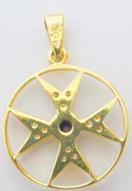 18K White & Yellow Gold Sapphire & Clear Cubic Zirconia Accented Maltese Cross Pendant 3.1g alternative image