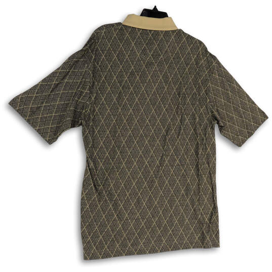 NWT Mens Tan Black Short Sleeve Spread Collar Polo Shirt Size Medium image number 2