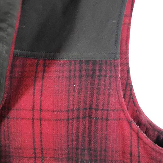 Mens Plaid Mid-Length Sleeveless Pocket Full Zip Vest Size Large image number 3