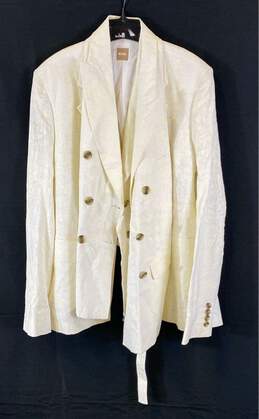 Hugo Boss Womens White Cotton Long Sleeve Double Breasted Blazer Size 34 7 Reg