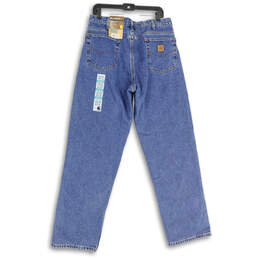 NWT Mens Blue Denim Medium Wash Relaxed Fit Straight Leg Jeans Size 34X32 alternative image