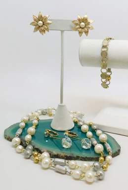 Sarah Coventry Monet Icy Faux Pearl Gold Tone Jewelry