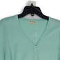 Womens Teal Knitted Long Sleeve Button Front Cardigan Sweater Size Large image number 3