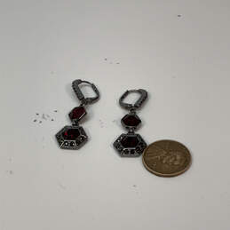 Designer Givenchy Silver-Tone Red Crystal Cut Stone Classic Dangle Earrings alternative image