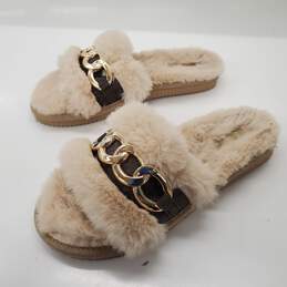 Michael Kors Women's Scarlet Faux Fur Chain Slide Sandals Size 9 alternative image