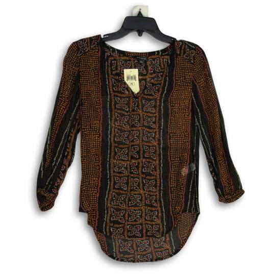NWT Womens Multicolor Printed Long Sleeve V-Neck Pullover Blouse Top Size XS image number 1