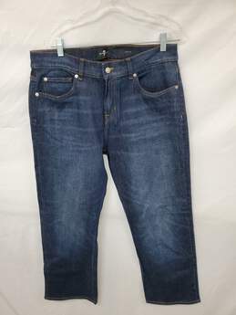 Mn 7 For All Mankind Austyn Blue Wide-Leg Straight Jeans Sz 34