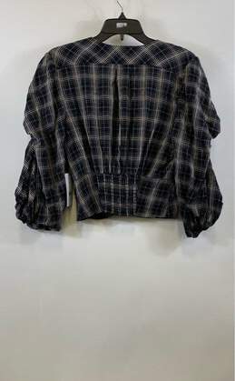 NWT Bailey/44 Womens Black Plaid Balloon Sleeve V-Neck Cropped Blouse Top Size L alternative image