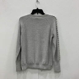 NWT Womens Gray Studded Long Sleeve Crew Neck Pullover Sweater Size Small alternative image