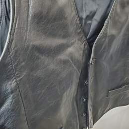 Men's Black Bermans Leather Vest Size 44 alternative image