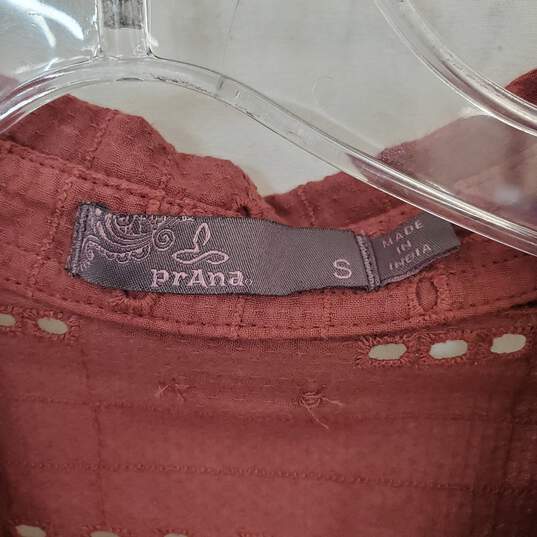 PrAna Maroon Organic Cotton Short Sleeve Midi Dress WM Size S image number 2