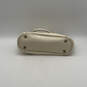 Womens White Leather Gold Accents Adjustable Handle Shoulder Bag Purse image number 3