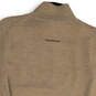 Womens Beige Sleeveless Quarter Zip Mock Neck Pullover Sweater Size Small image number 4