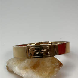 Designer Michael Kors Gold-Tone Heritage Logo Round Shape Bangle Bracelet