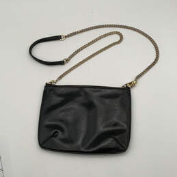 Womens Black Leather Inner Zip Pocket Semi Chain Strap Crossbody Bag alternative image