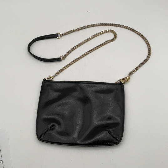 Womens Black Leather Inner Zip Pocket Semi Chain Strap Crossbody Bag image number 2