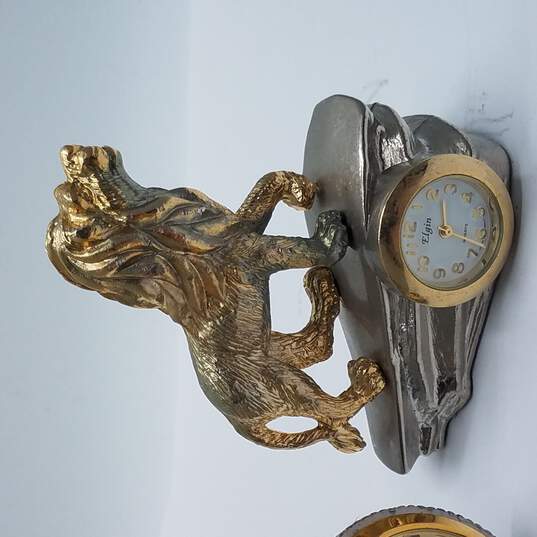 Collectible Regal Eagle & Lion Desk & Room Clock Bundle 2 Pcs image number 3