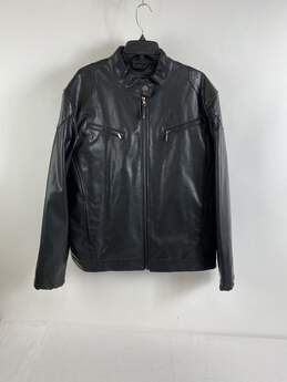 US Polo Assn Men Black Leather Jacket XL