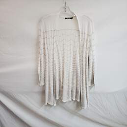 Nic+Zoe White Linen Blend Open Knit Cardigan WM Size M NWT