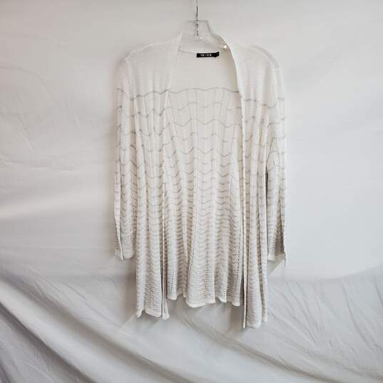 Nic+Zoe White Linen Blend Open Knit Cardigan WM Size M NWT image number 1