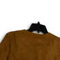 NWT Womens Tan Faux Suede Long Sleeve Open Front Cropped Jacket Size 8 image number 2