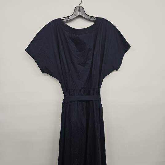 Navy Blue Button Up Dress With Sash image number 2