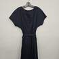 Navy Blue Button Up Dress With Sash image number 2