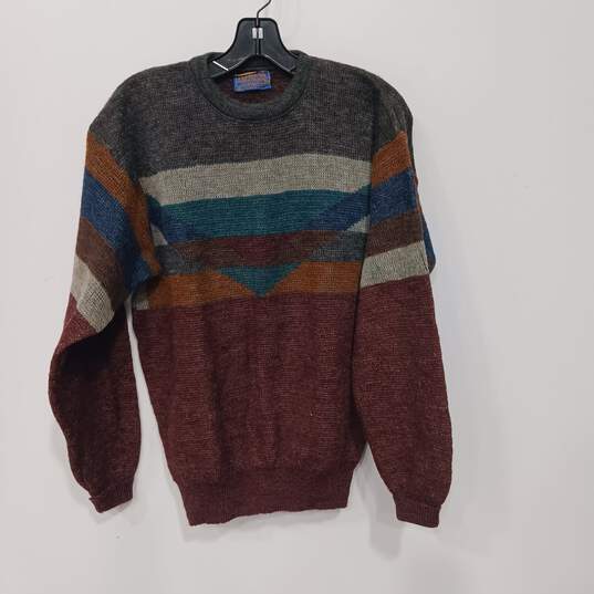 Vintage Pendleton Men's Multicolor Striped 100% Wool Crew Neck Sweater Size M image number 1