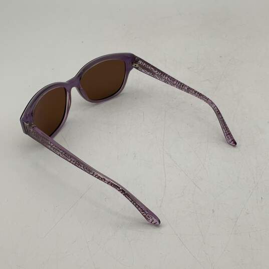 Womens Black And Purple Acetate Frame UV Protection Square Sunglasses With Case image number 4