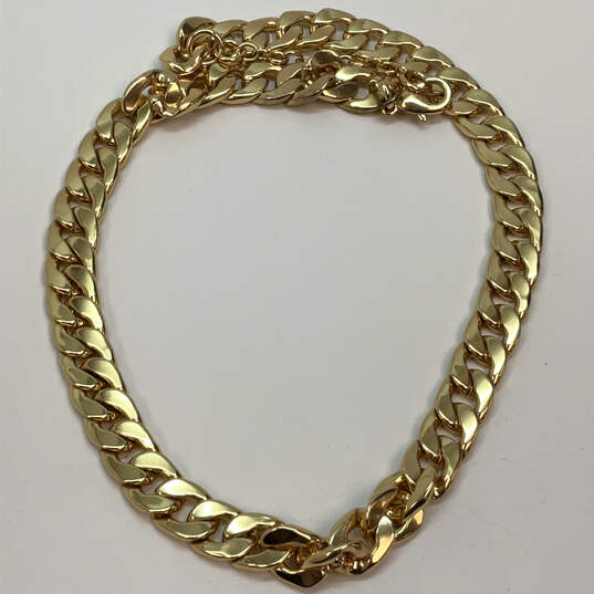 Designer J. Crew Gold-Tone Lobster Clasp Classic Curved Link Chain Necklace image number 3