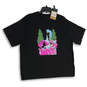 NWT Womens Black Pink Graphic Print Crew Neck Pullover T-Shirt Size XL image number 1