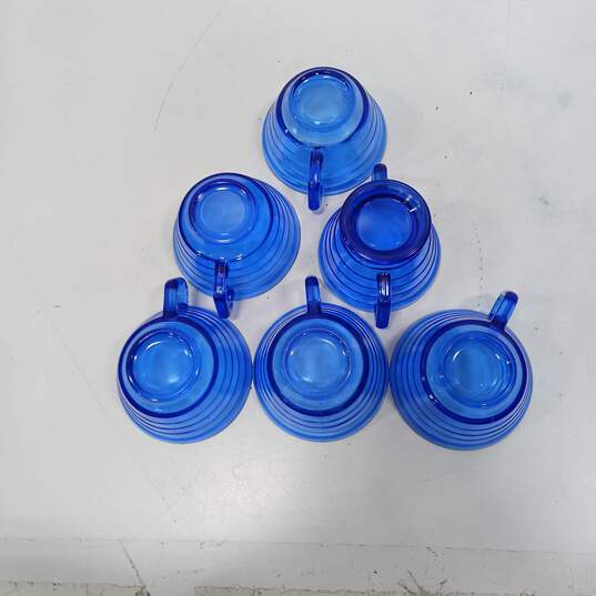 Set of 6 Hazel Atlas Moderntone Cobalt Blue Depression Glass Cups image number 3