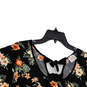 Womens Black Floal Short Sleeve V-Neck Ruched Pullover Blouse Top Size 2X image number 3