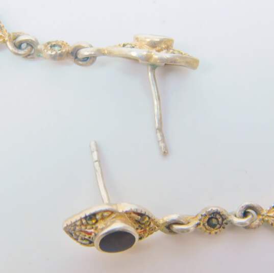 925 Sterling Silver Marcasite, Onyx & Citrine Jewelry image number 4
