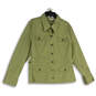 Womens Green Pointed Collar Long Sleeve Flap Pocket Jean Jacket Size 18 image number 1
