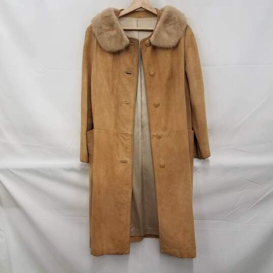 Vintage Leather Coat w/ Mink Collar image number 1