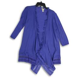 Chico's Womens Blue Tassel Long Sleeve Open Front Cardigan Sweater Size 1