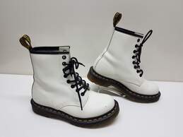 Dr. Martens Air Wair 11821 White Leather Boots 8 Black Eyelet Sz 5L