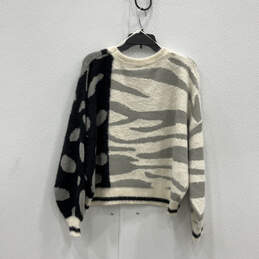 NWT Womens Black Cream Animal Print Long Sleeve Pullover Sweater Size Large alternative image