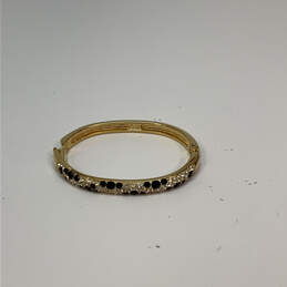 Designer Swarovski Gold-Tone Clear & Black Crystals Hinged Bangle Bracelet alternative image