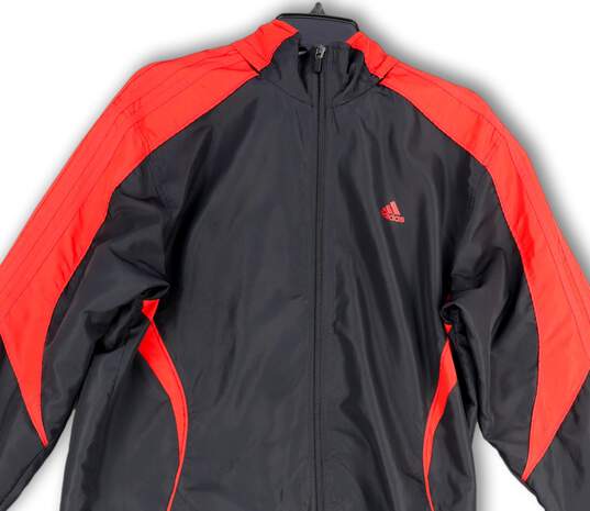 Mens Black Red Mock Neck Long Sleeve Full-Zip Track Jacket Size Medium image number 3