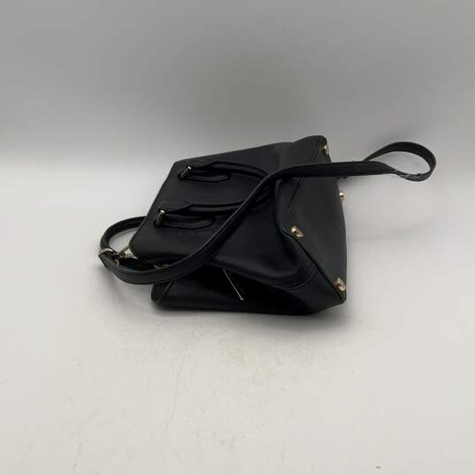Michael Kors Womens Black Leather Handle Bottom Stud Satchel Bag Purse image number 5