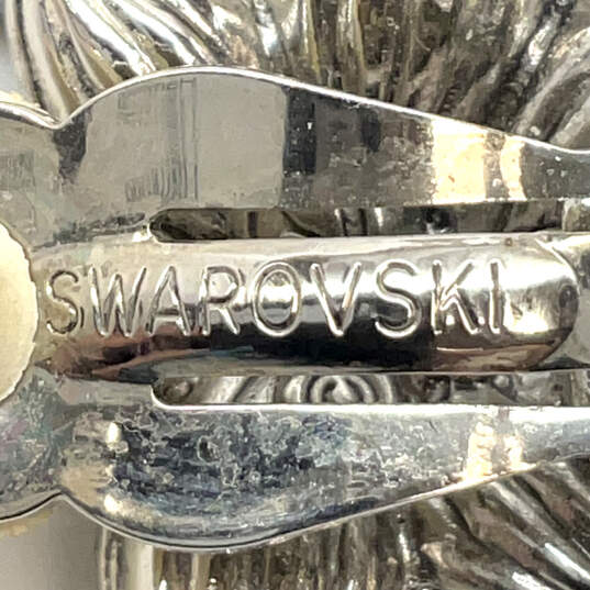 Designer Swarovski Silver-Tone Multicolor Floral Clip On Stud Earrings image number 3