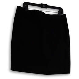 Womens Black Regular Fit Flat Front Elastic Waist Mini Skirt Size P12 alternative image
