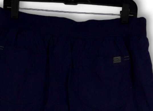 Womens Blue Elastic Waist Pleated Pockets Drawstring A-Line Skort Size L image number 3